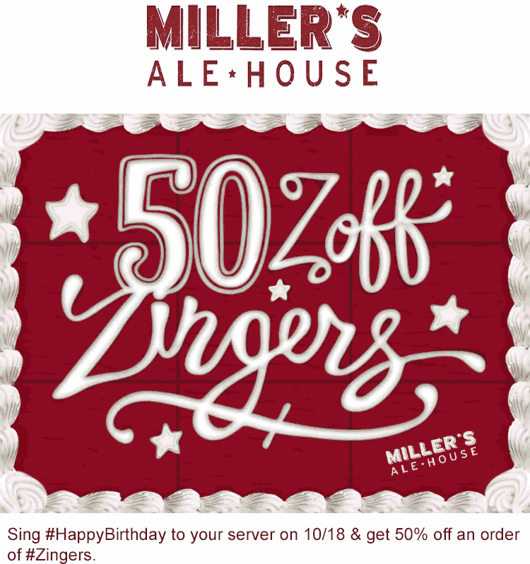 Millers Ale House coupons & promo code for [May 2024]