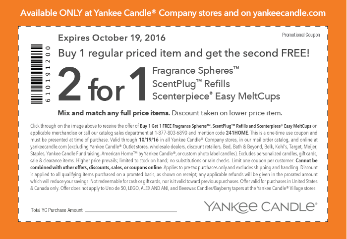 Yankee Candle Coupon April 2024 Second item free at Yankee Candle, or online via promo code 241HOME