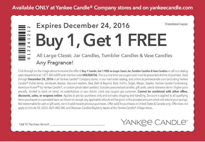 Yankee Candle Coupon April 2024 Second candle free at Yankee Candle, or online via promo code HOLIDAY36