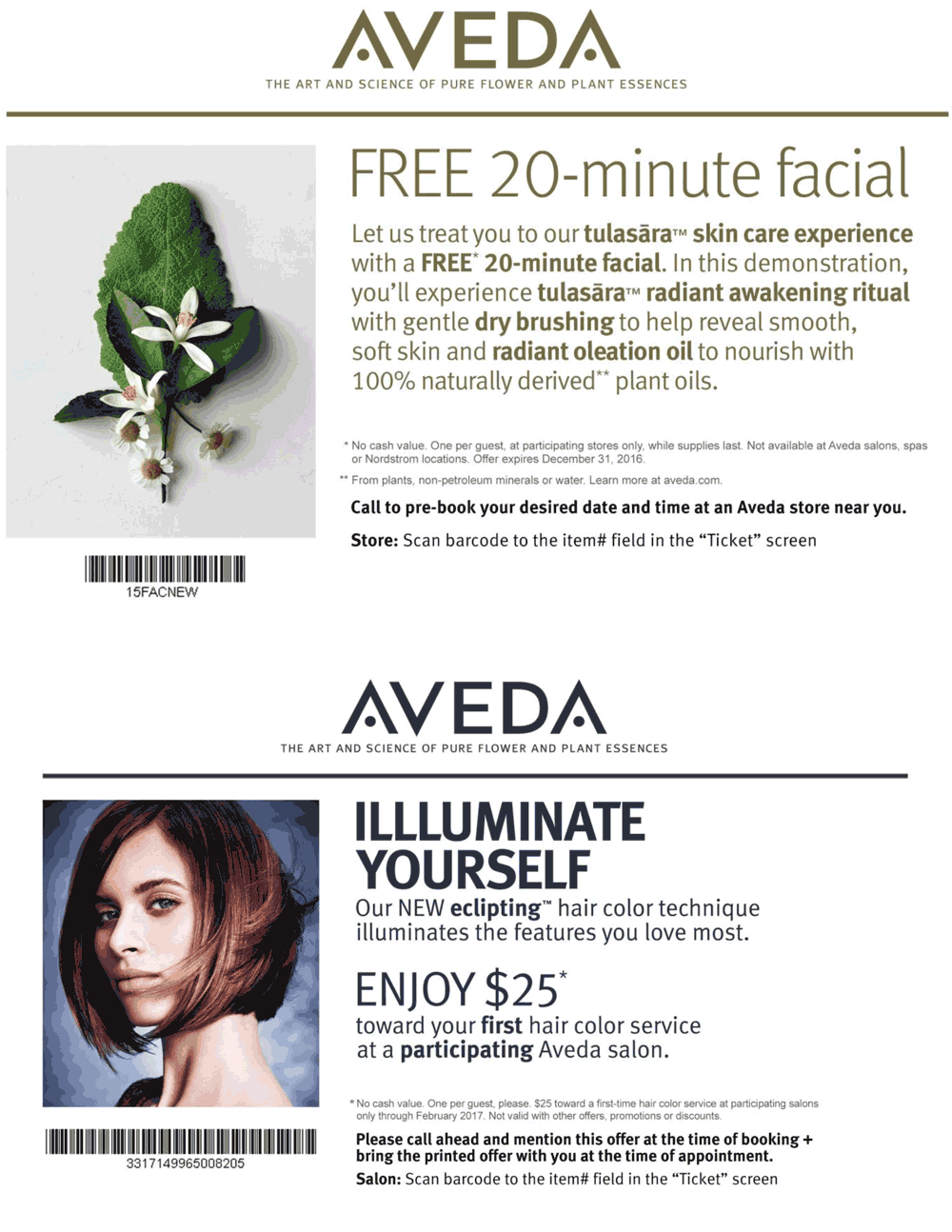 Aveda Coupon April 2024 Free facial & $25 off hair color at Aveda salons