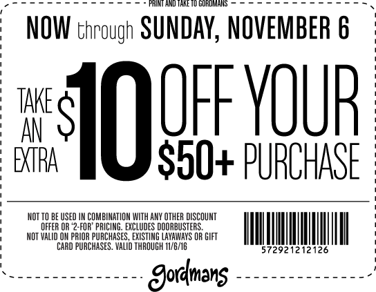 Gordmans Coupon March 2024 $10 off $50 at Gordmans