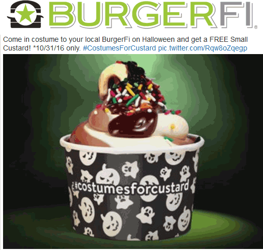 BurgerFi Coupon April 2024 Free custard in costume Monday at BurgerFi restaurants