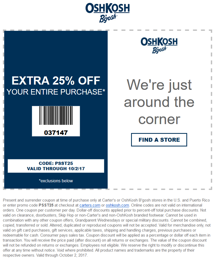 oshkosh coupon 25