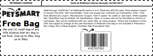 PetSmart Coupon April 2024 Free bag of Hills pet food at PetSmart