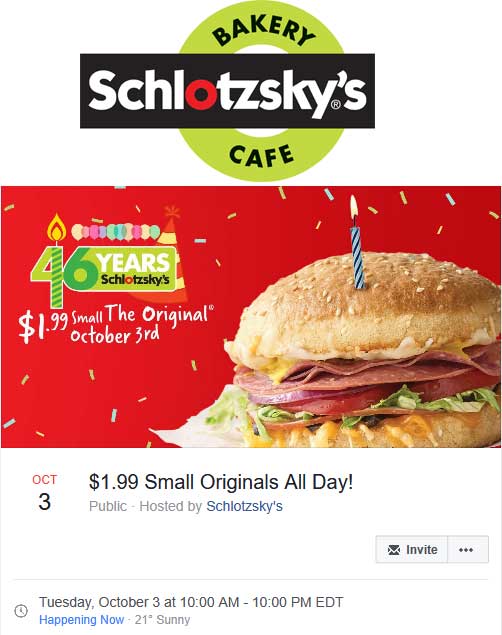 Schlotzskys Coupon April 2024 $2 sandwich today at Schlotzskys bakery cafe