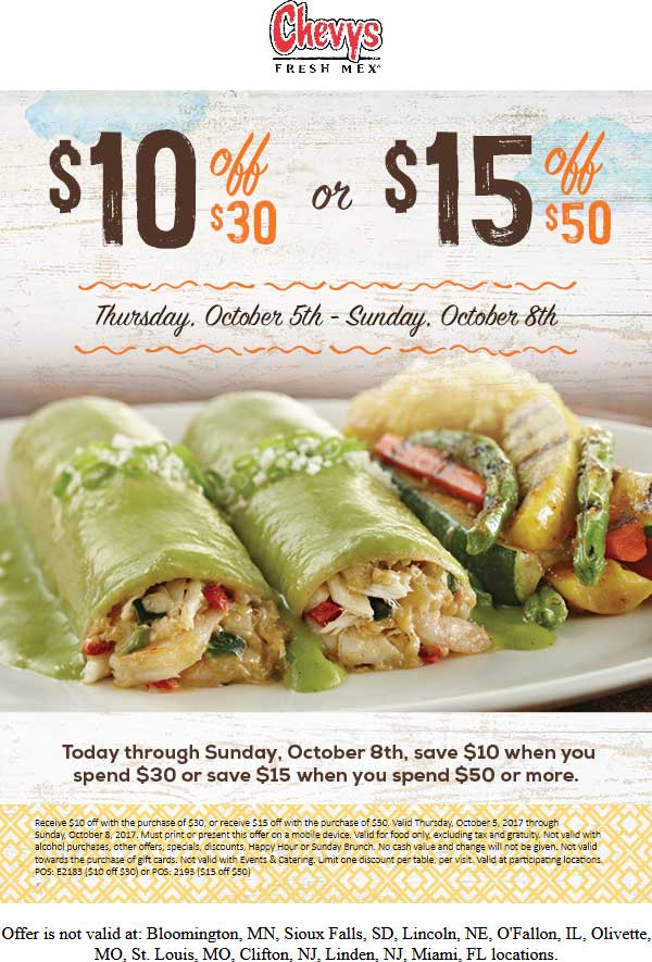 Chevys Fresh Mex coupons & promo code for July 2025