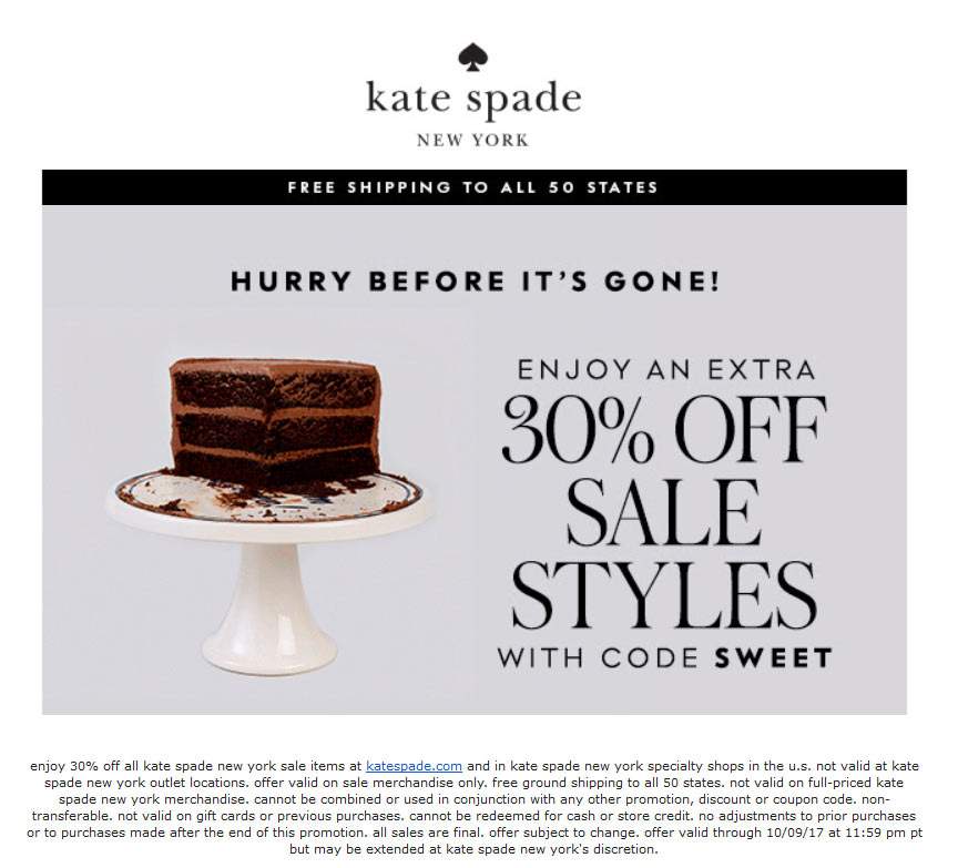 Kate Spade coupons & promo code for [October 2024]