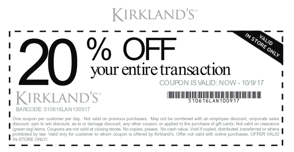 Kirklands Coupon April 2024 20% off today at Kirklands