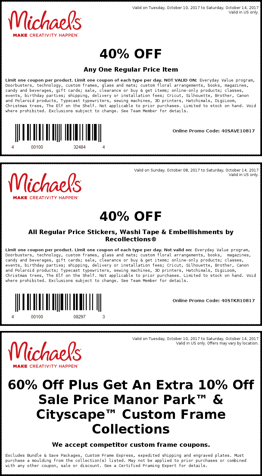 Michaels Coupon May 2024 40% off a single item at Michaels, or online via promo code 40SAVE10817