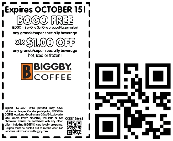 Biggby Coffee Coupons Second coffee free at Biggby Coffee