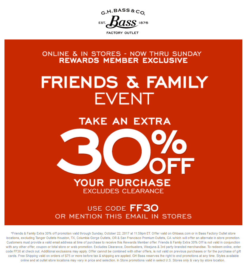Bass Factory Outlet coupons & promo code for [April 2024]