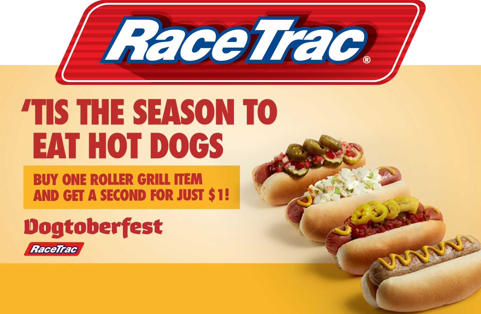 RaceTrac Coupon April 2024 Second hot roller grill item for $1 at RaceTrac gas stations