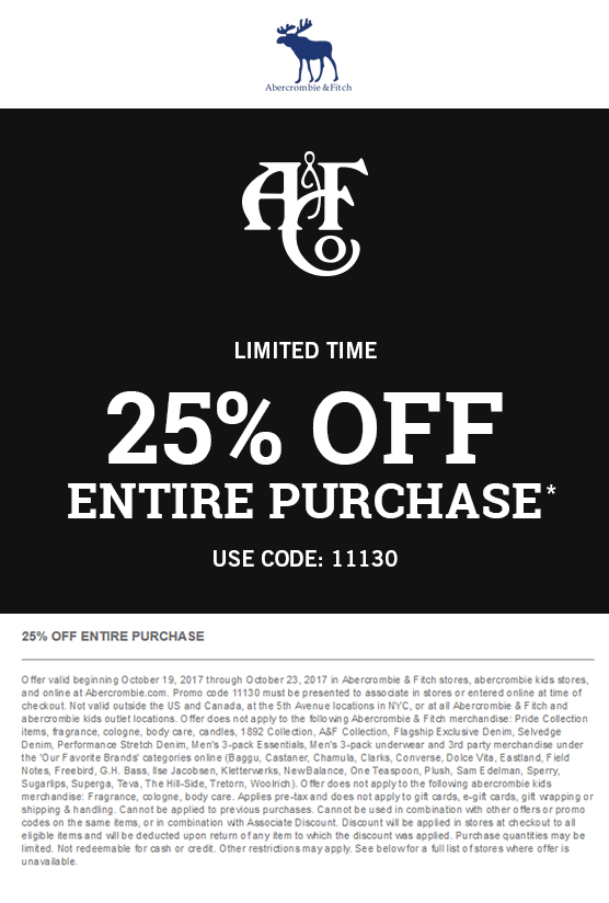 abercrombie and fitch discount code
