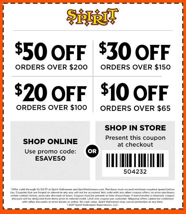 Spirit Halloween coupons & promo code for [April 2024]