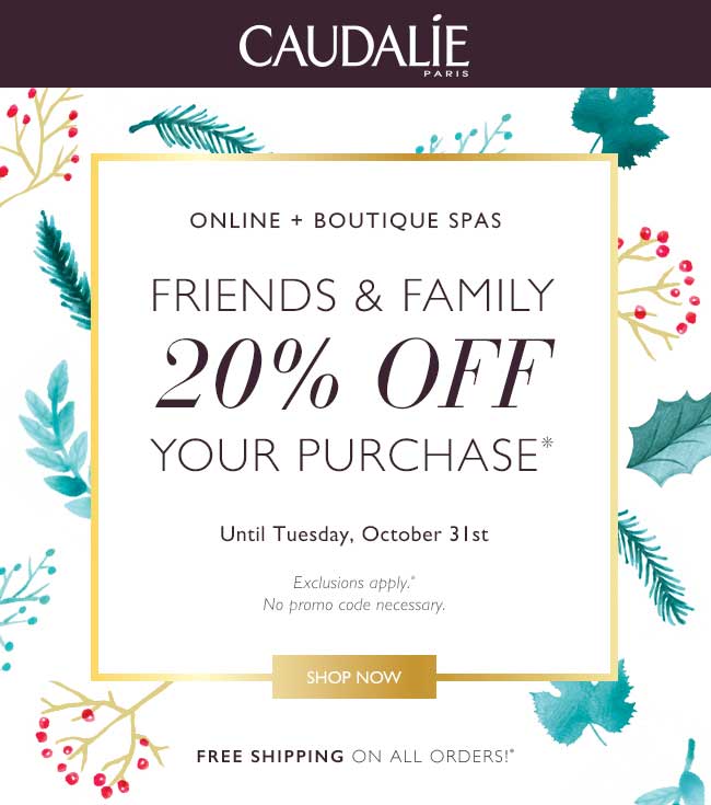 Caudalie Coupon March 2024 20% off at Caudalie, ditto online