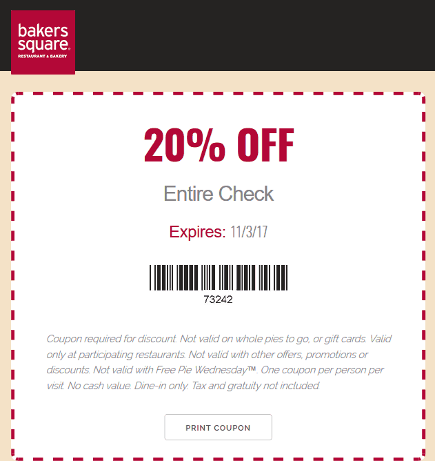 Bakers Square coupons & promo code for [March 2024]