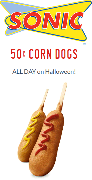 Sonic Drive-In Coupon April 2024 .50 cent corn dogs Tuesday at Sonic Drive-In restaurants