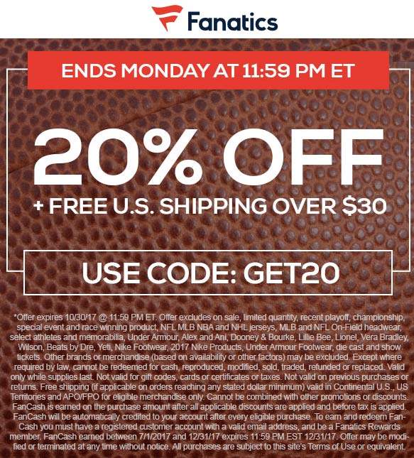 Fanatics October 2020 Coupons and Promo Codes 🛒