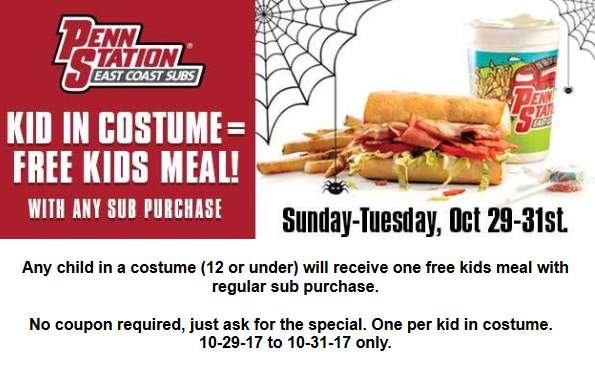Penn Station Coupon April 2024 Free kids meal with your sub at Penn Station