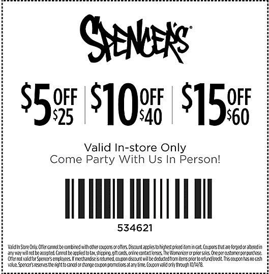 Spencers Coupon April 2024 $5 off $25 & more at Spencers