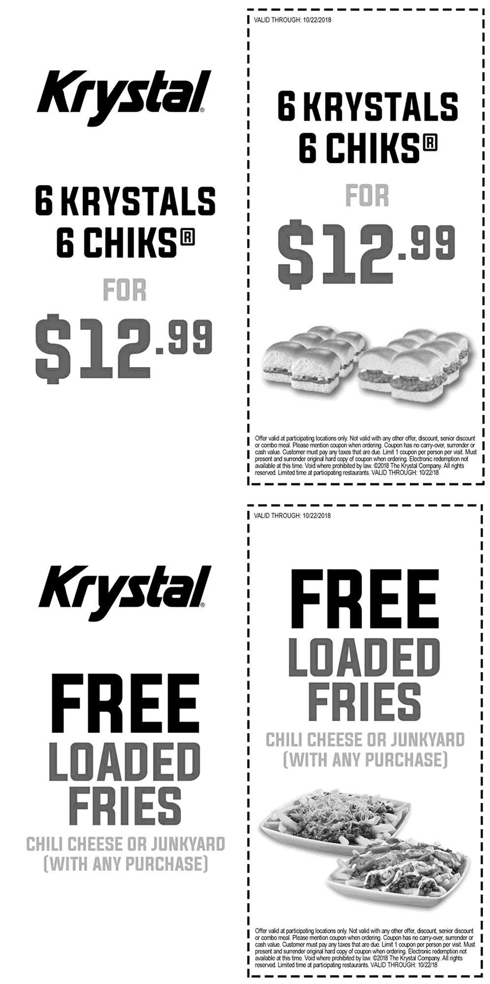 Krystal Coupon April 2024 Free loaded fries with any order at Krystal restaurants