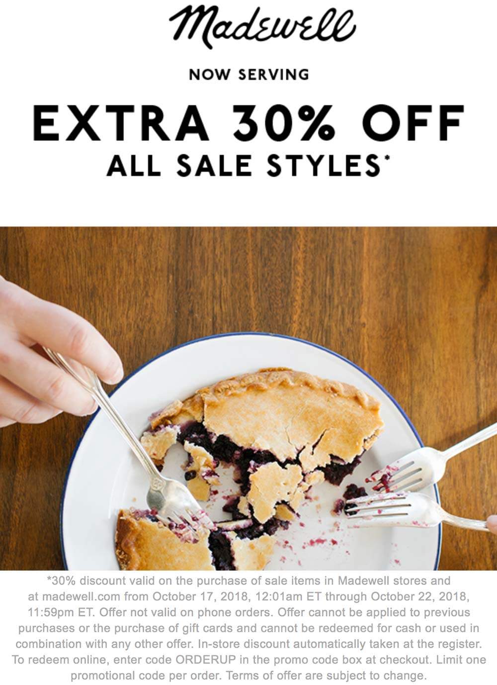 Madewell Coupon April 2024 Extra 30% off sale items today at Madewell, or online via promo code ORDERUP