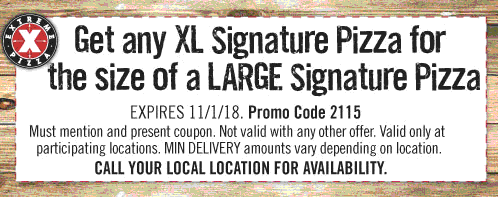 Extreme Pizza Coupon April 2024 Free upgrade to XL at Extreme Pizza