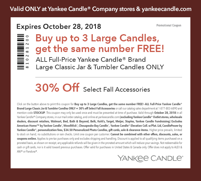 Yankee Candle Coupon March 2024 Second candle free at Yankee Candle, or online via promo code STOCKUP