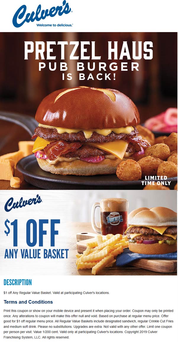 Culvers coupons & promo code for [September 2022]