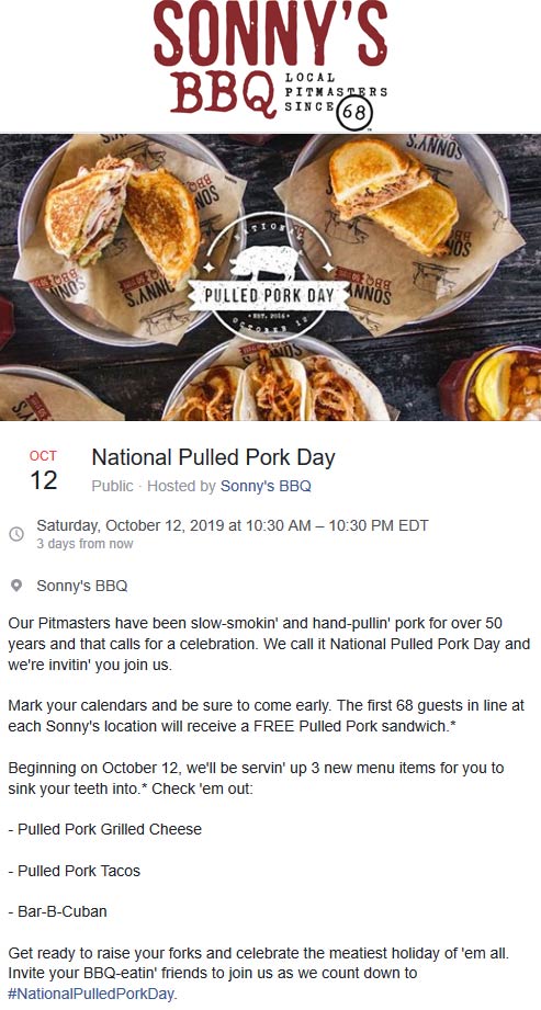 Sonnys BBQ coupons & promo code for [May 2022]