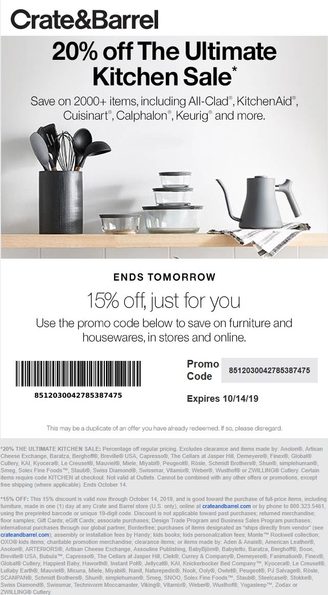 Crate & Barrel coupons & promo code for [October 2022]