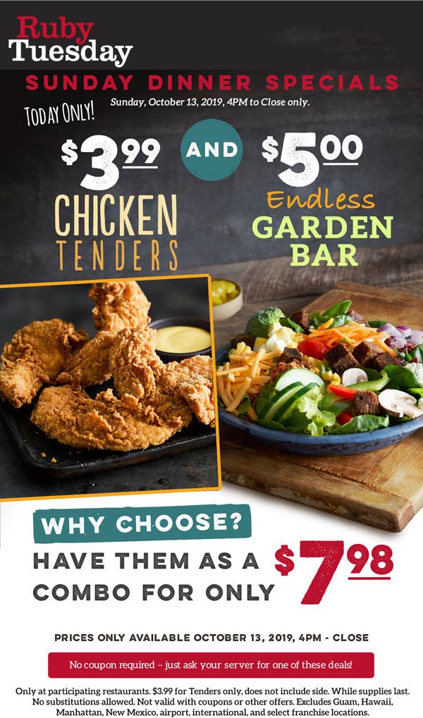 Ruby Tuesday coupons & promo code for [October 2022]