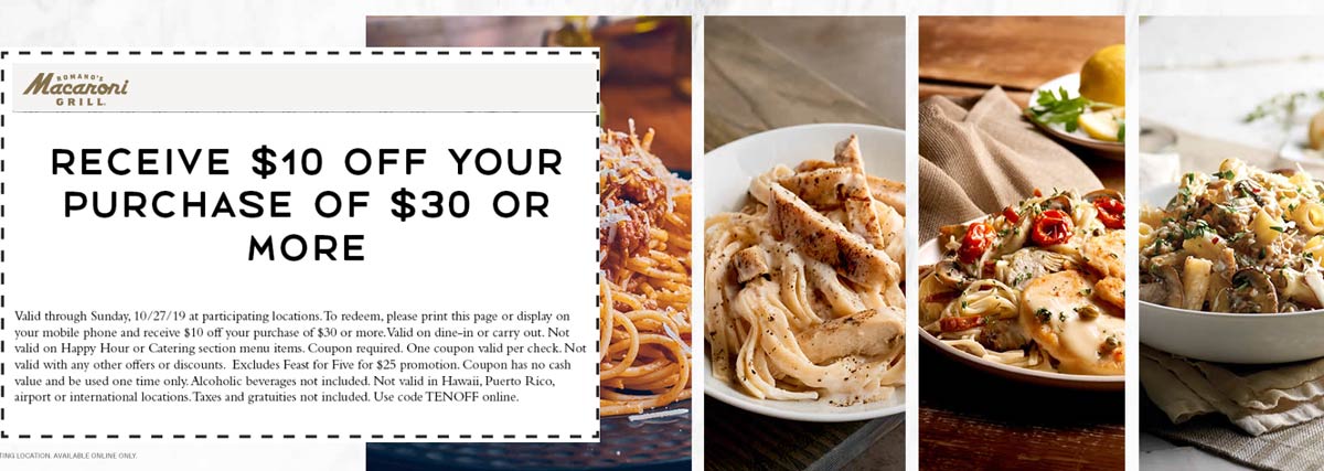 Macaroni Grill coupons & promo code for [November 2022]