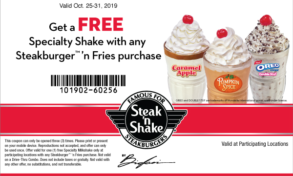 Steak n Shake coupons & promo code for [January 2022]