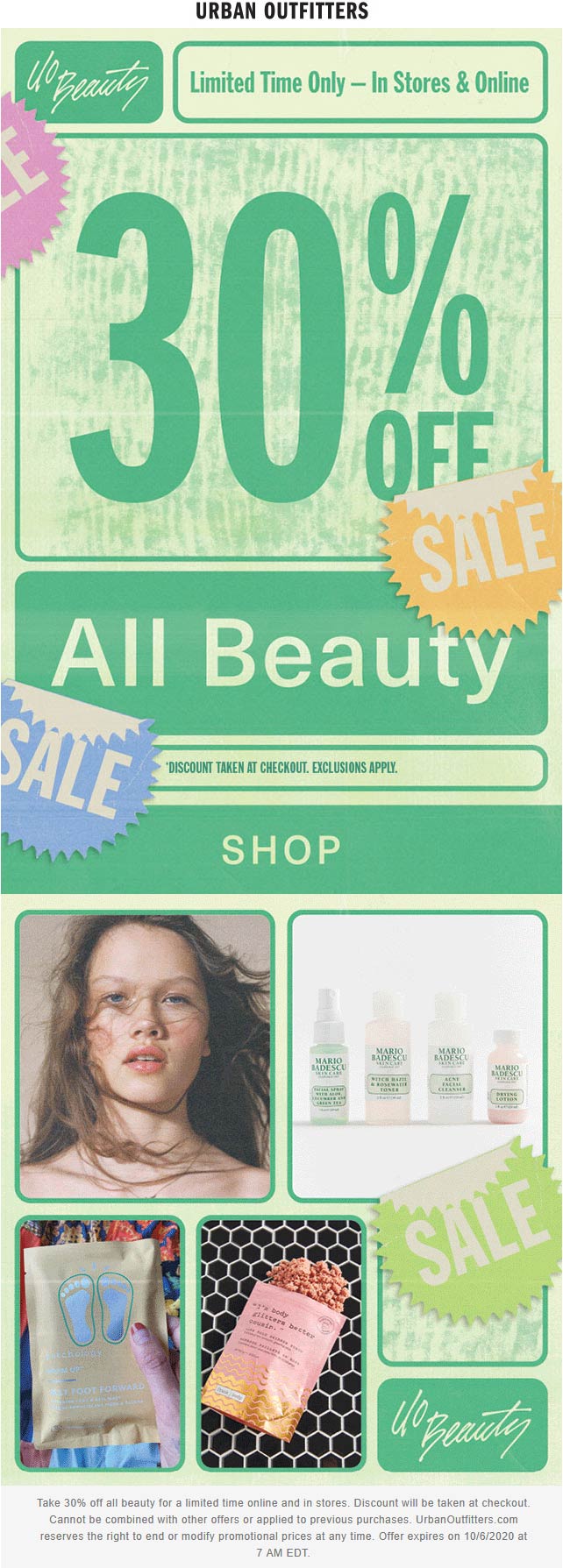 Urban Outfitters stores Coupon  30% off beauty at Urban Outfitters, ditto online #urbanoutfitters 