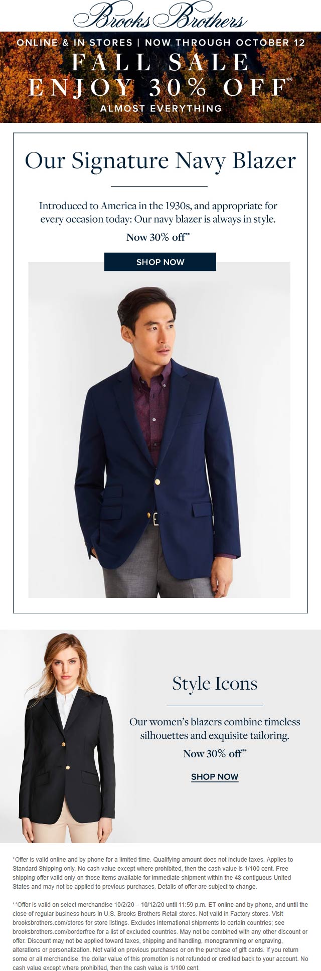 30 off at Brooks Brothers, ditto online brooksbrothers The Coupons App®