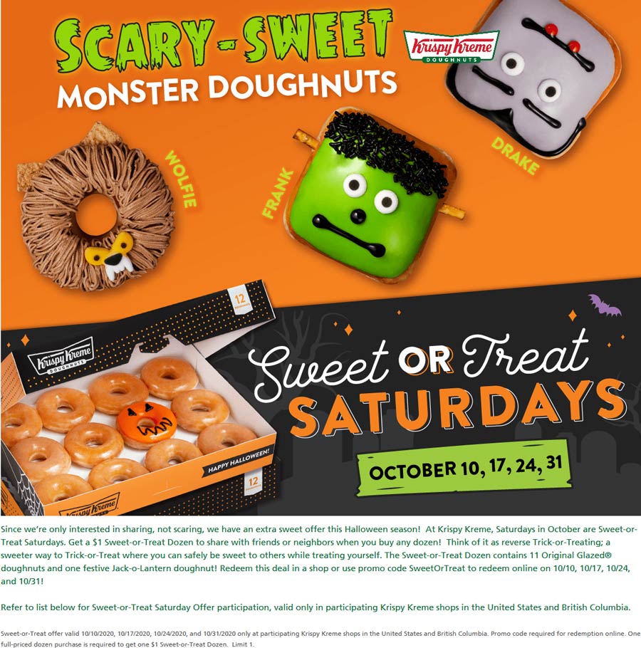 Krispy Kreme restaurants Coupon  Second dozen for $1 Saturday at Krispy Kreme doughnuts #krispykreme 