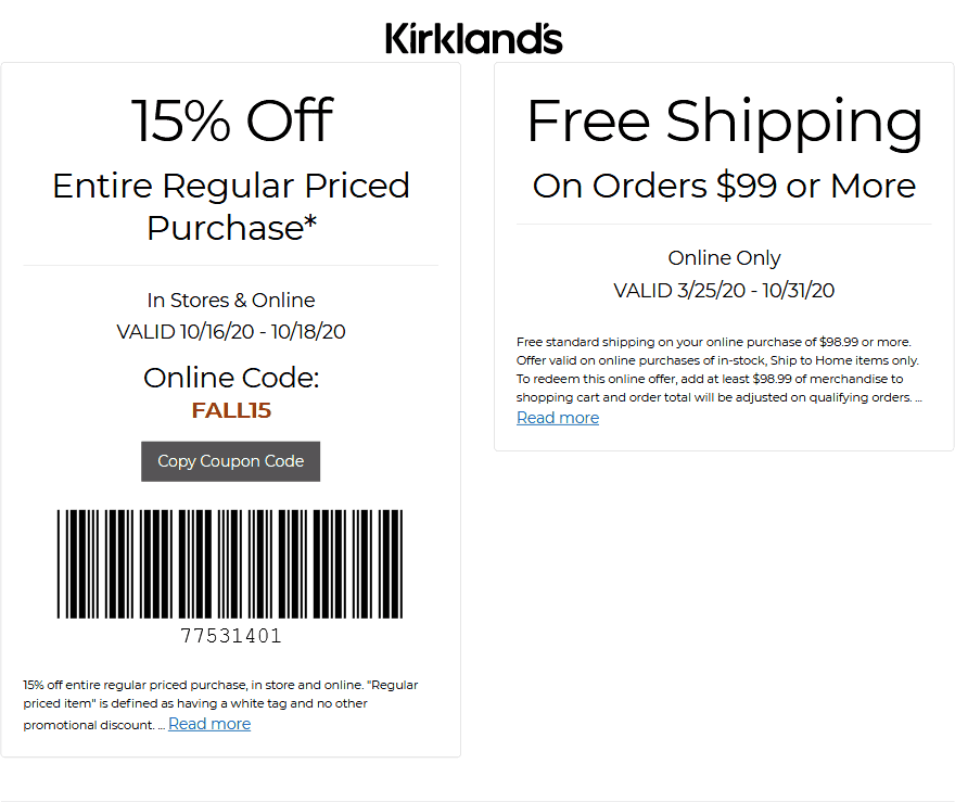 Kirklands stores Coupon  15% off everything at Kirklands, or online via promo code FALL15 #kirklands 