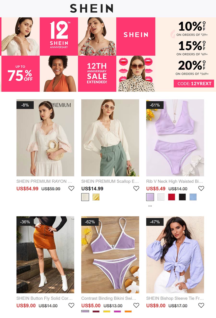 10 20 Off At SHEIN Via Promo Code 12YREXT shein The Coupons App 