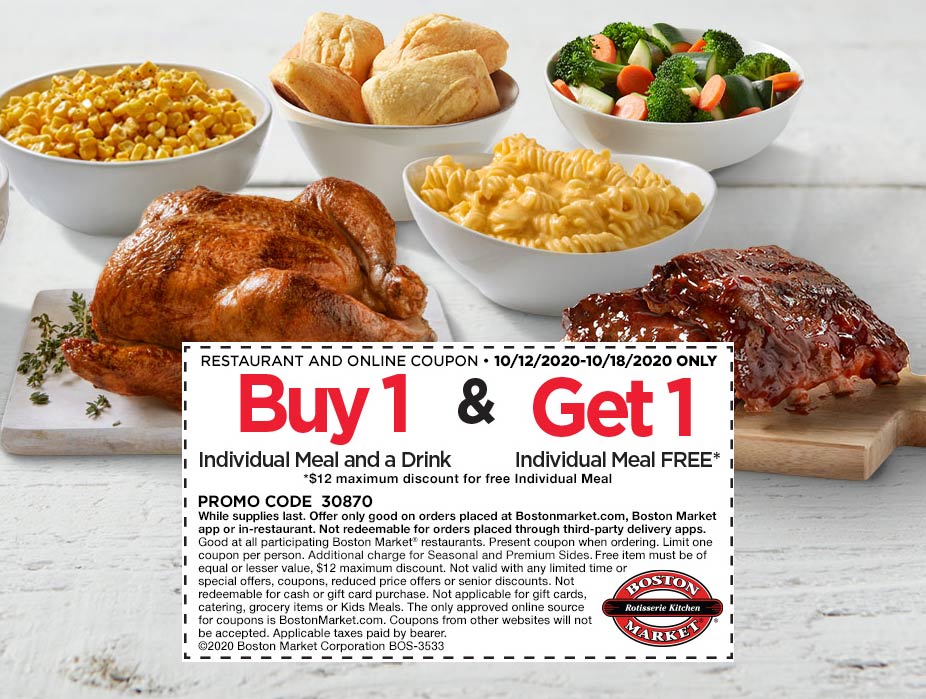 Second homecooked rotisserie meal free today at Boston Market 