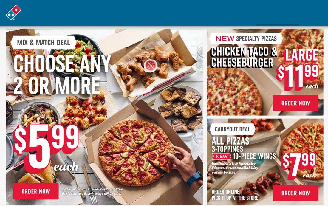 Dominos restaurants Coupon  3 topping pizzas = $8 at Dominos pizza #dominos 