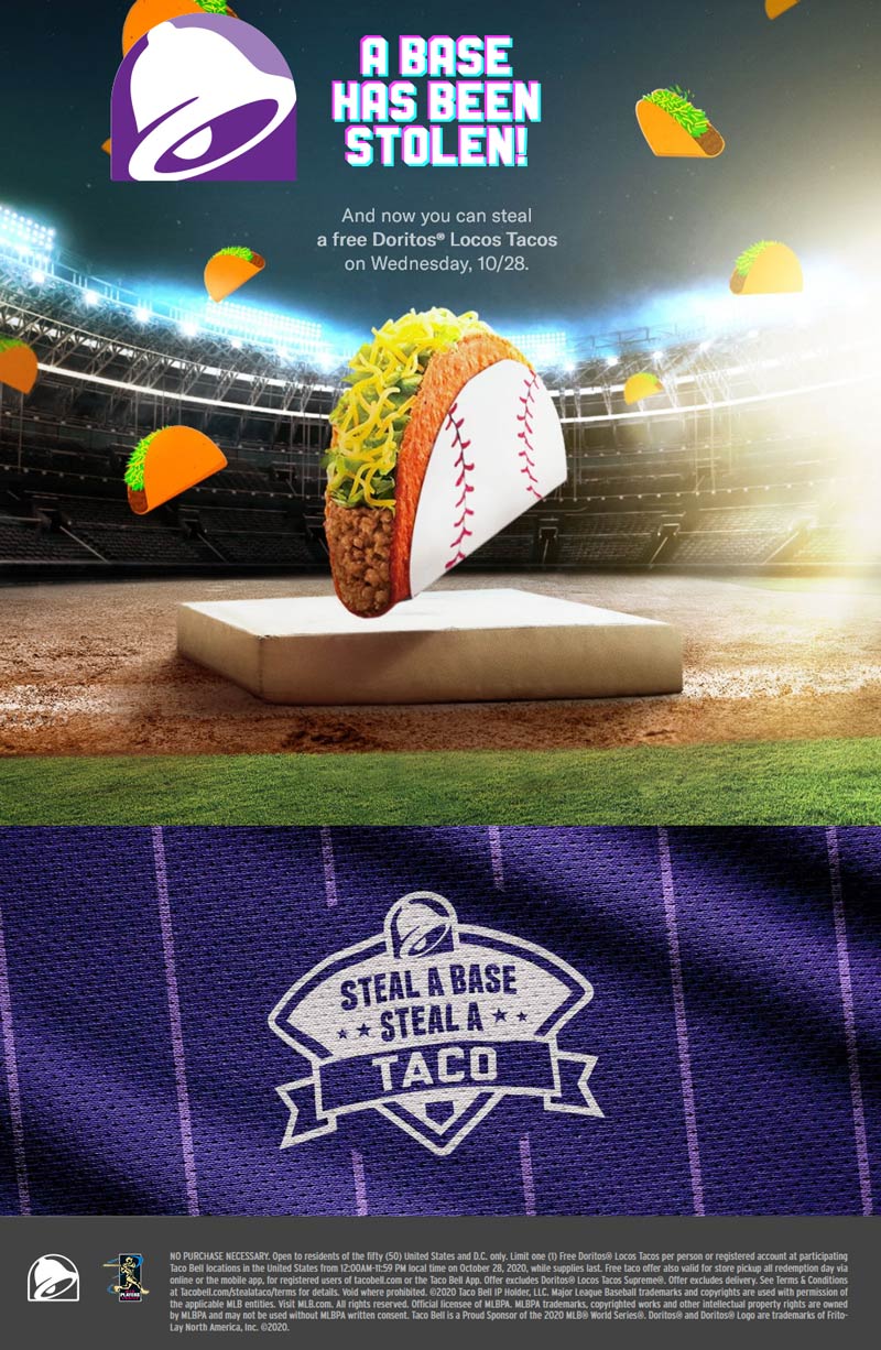 Taco Bell restaurants Coupon  Free Doritos Locos taco the 28th at Taco Bell #tacobell 