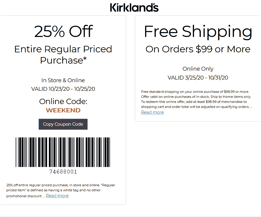 Kirklands stores Coupon  25% off everything at Kirklands, or online via promo code WEEKEND #kirklands 