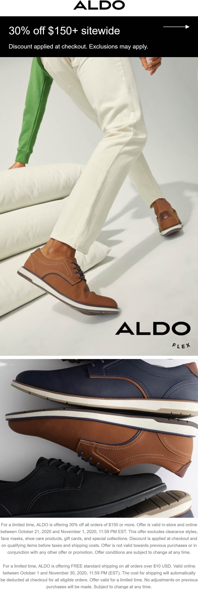 ALDO stores Coupon  30% off $150 on everything at ALDO shoes, ditto online #aldo 