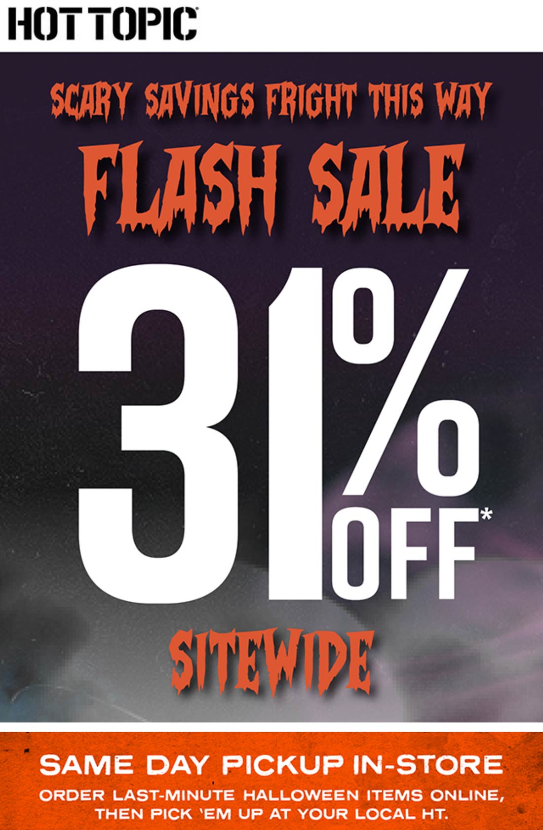 31 off today at Hot Topic, pickup same day instore hottopic The