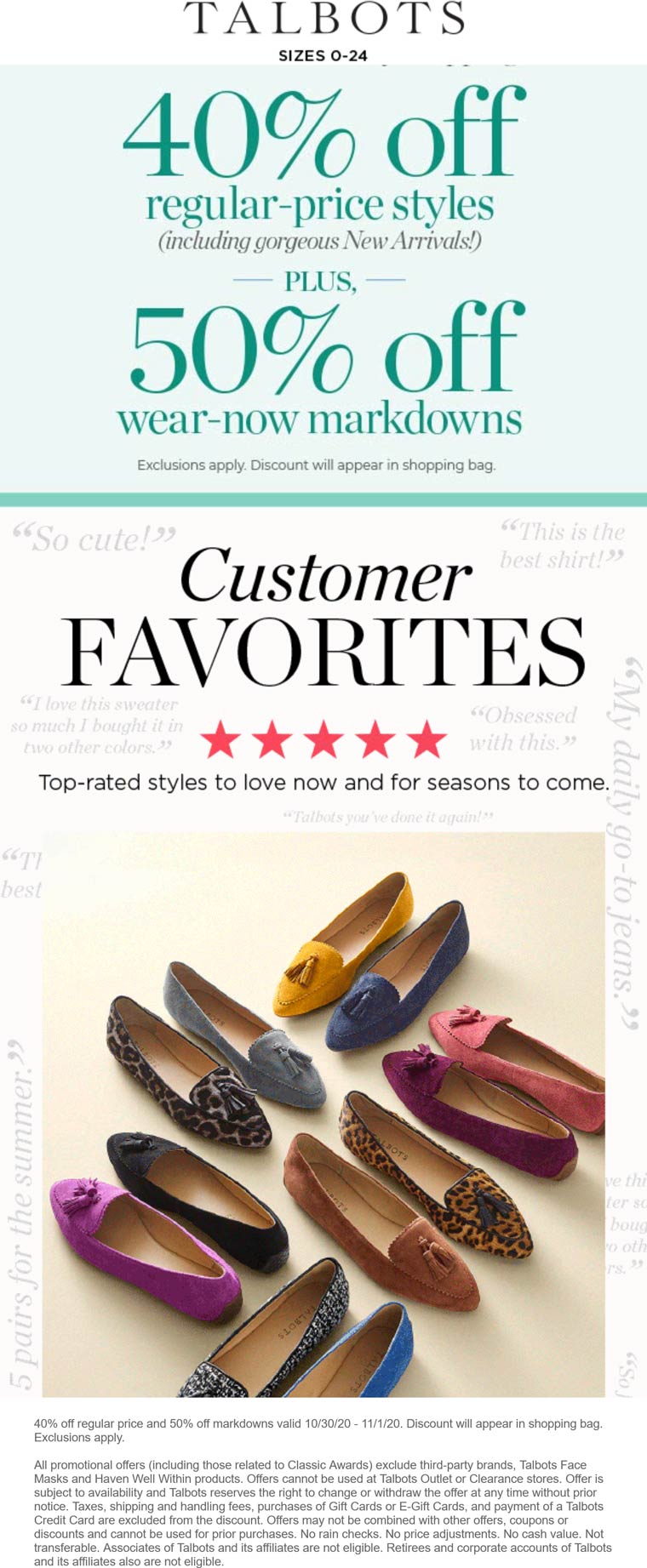 Talbots stores Coupon  40% off & more online at Talbots #talbots 