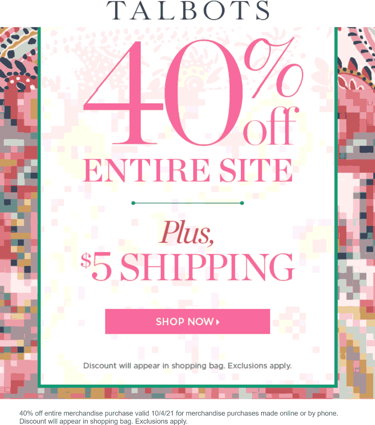 Talbots stores Coupon  40% off everything today online at Talbots #talbots 