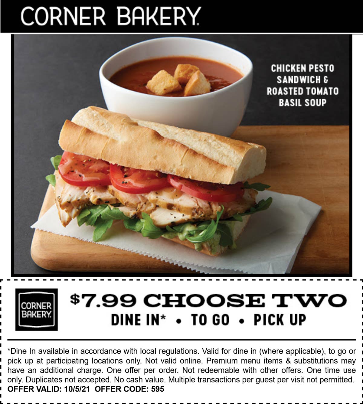Corner Bakery restaurants Coupon  Soup & sandwich for $8 today at Corner Bakery #cornerbakery 