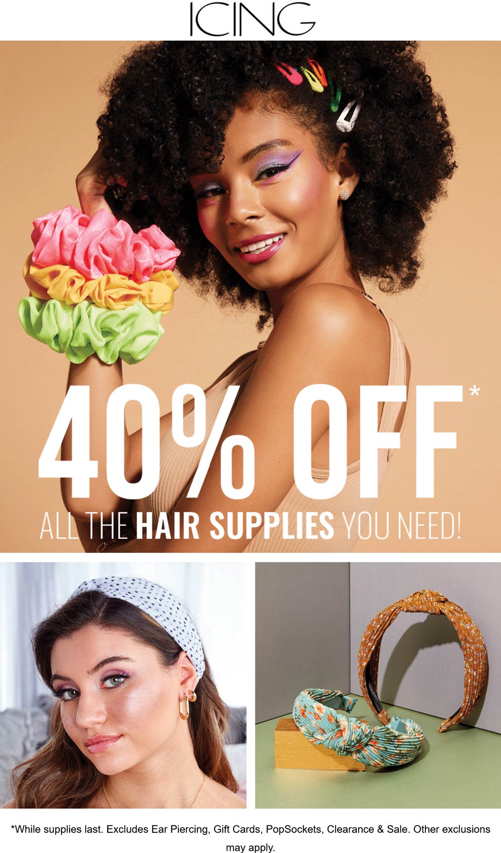 Icing stores Coupon  40% off hair supplies at Icing #icing 