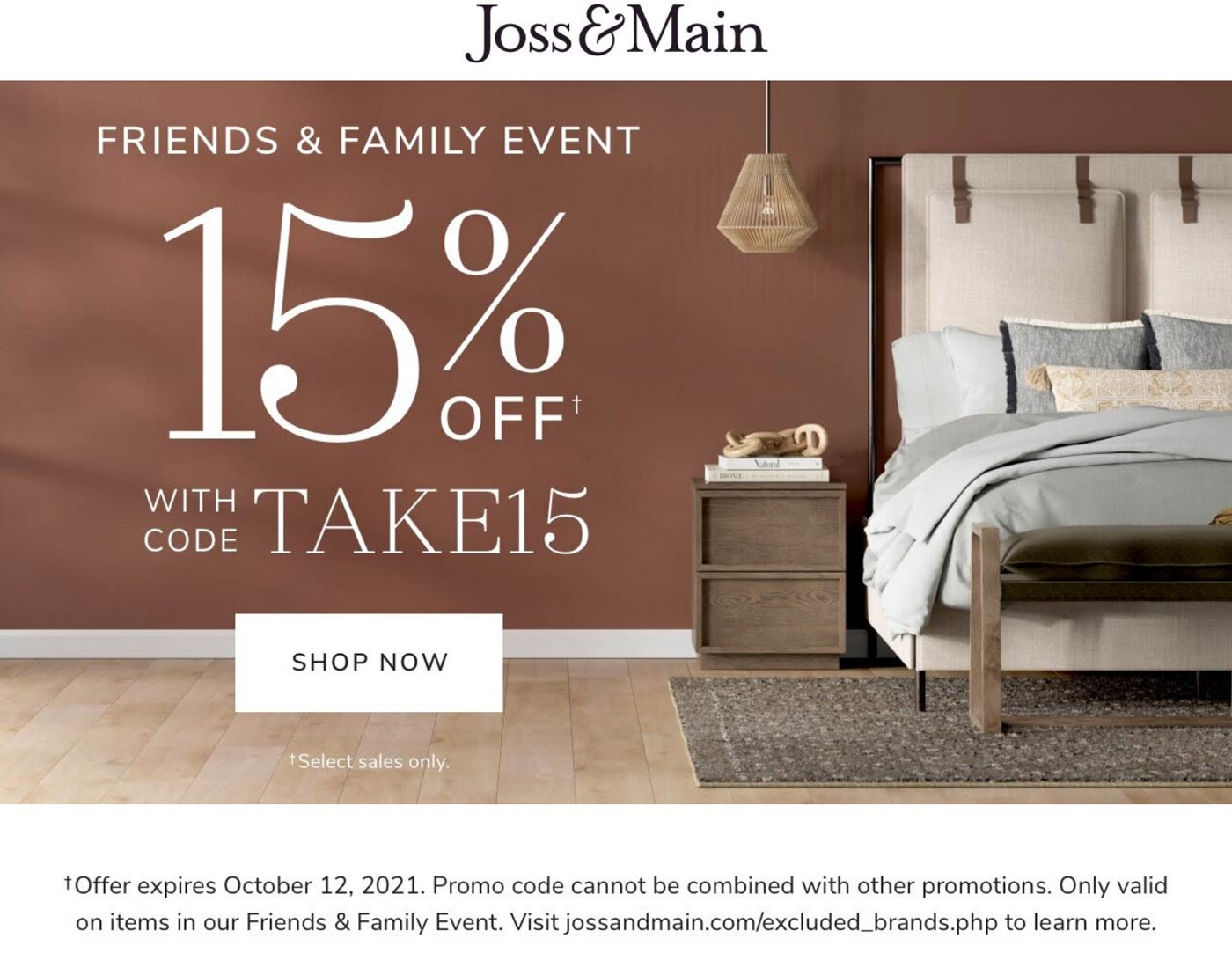 Joss & Main stores Coupon  15% off at Joss & Main via promo code TAKE15 #jossmain 